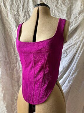 M Olivaceous Magenta Zip-Up Corset Top